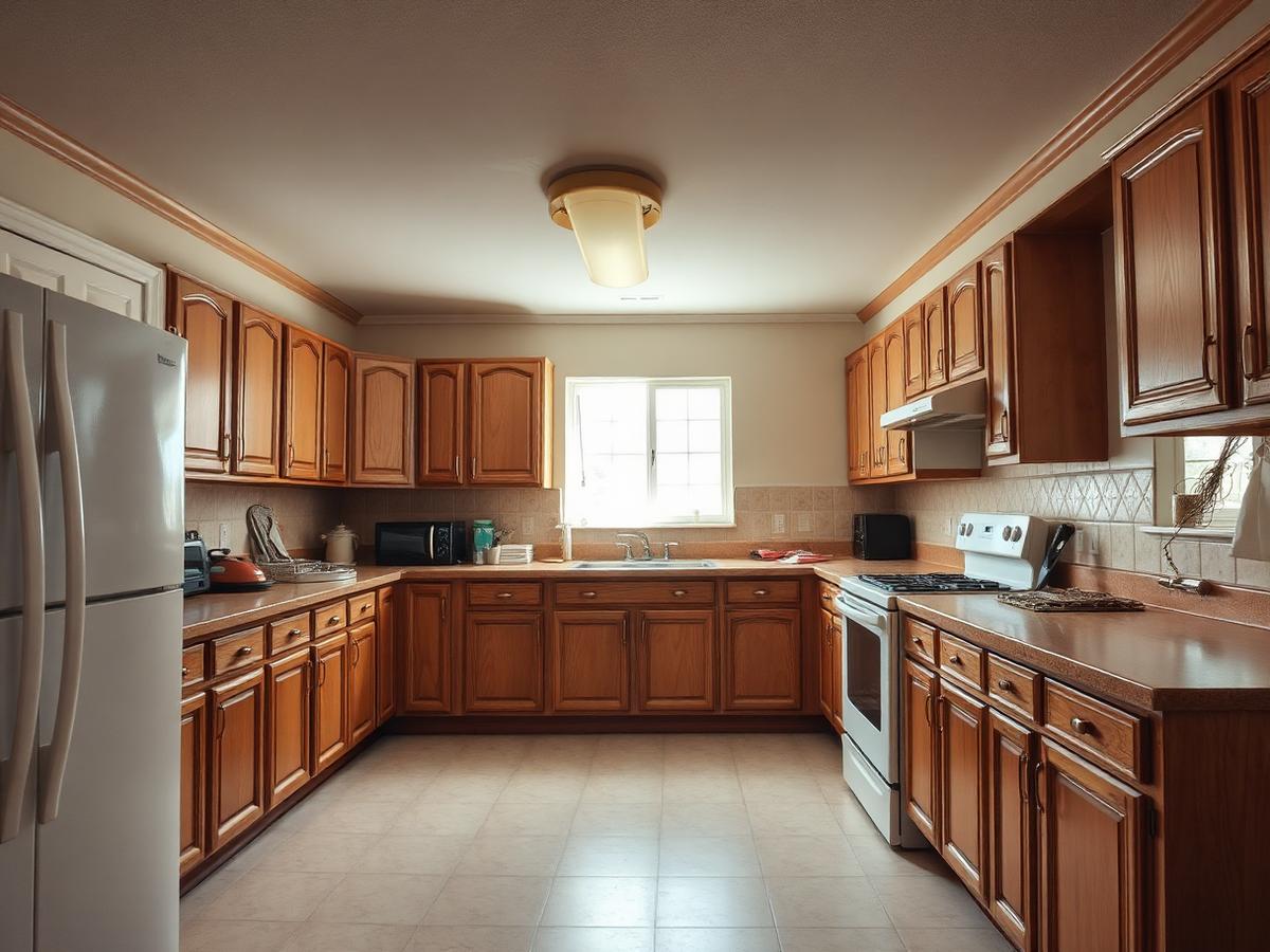 Dated 1990s oak kitchen before renovation